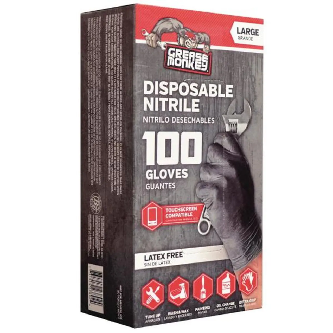 Grease Monkey Disposable Black Nitrile Gloves - Large - 100 ct