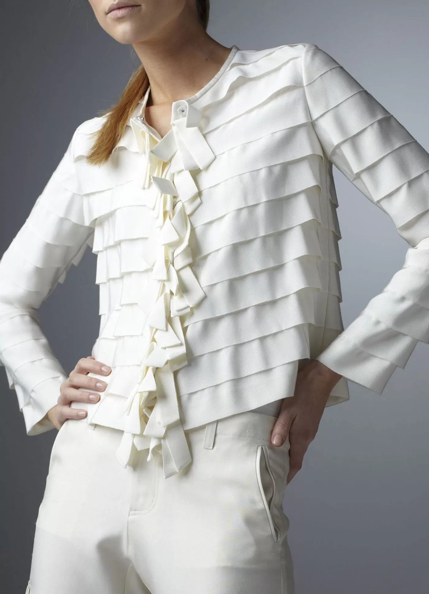 Grosgrain Ribbon Jacket, Ivory