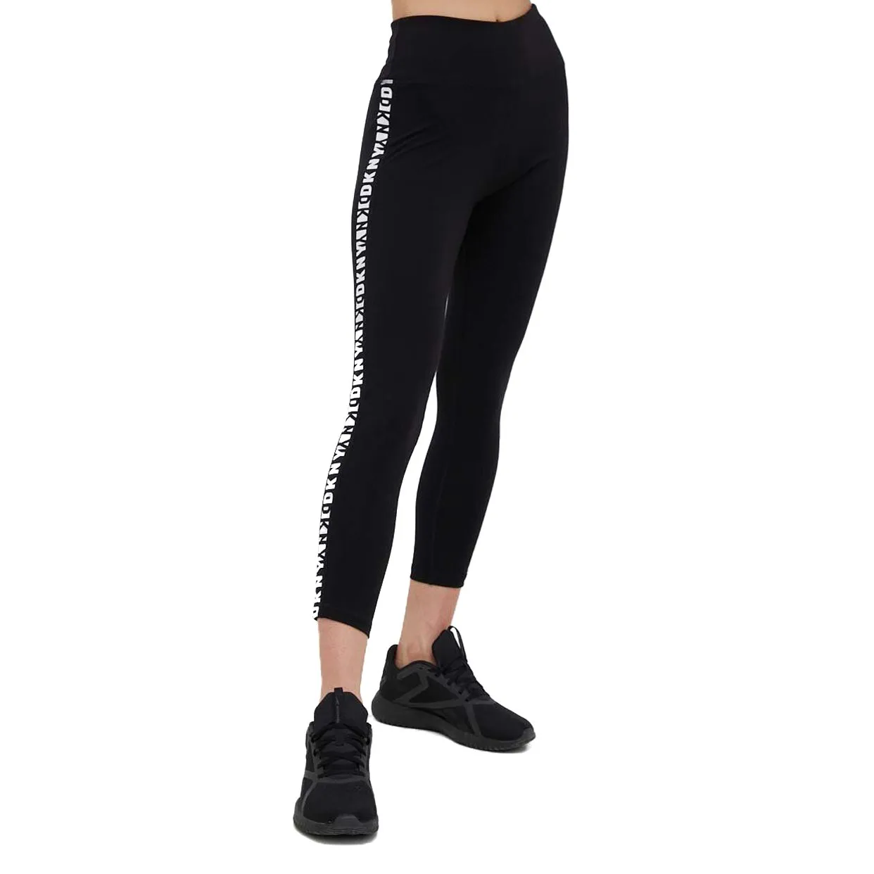 High Waist Logo Tape Leggings -Black