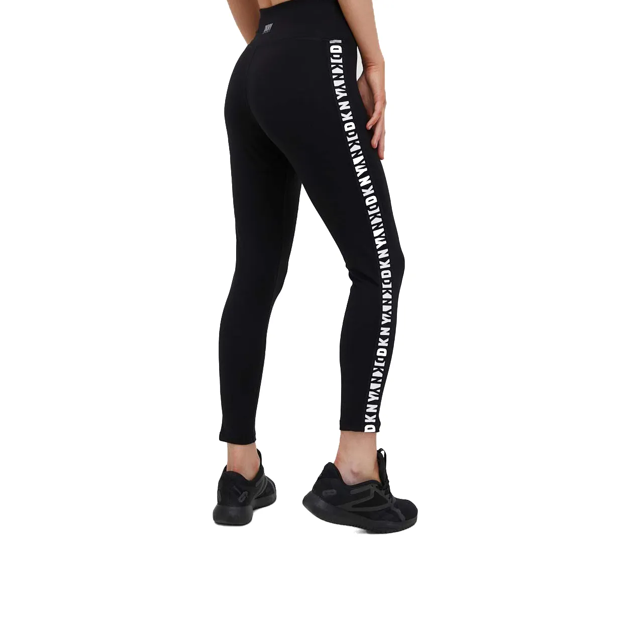 High Waist Logo Tape Leggings -Black