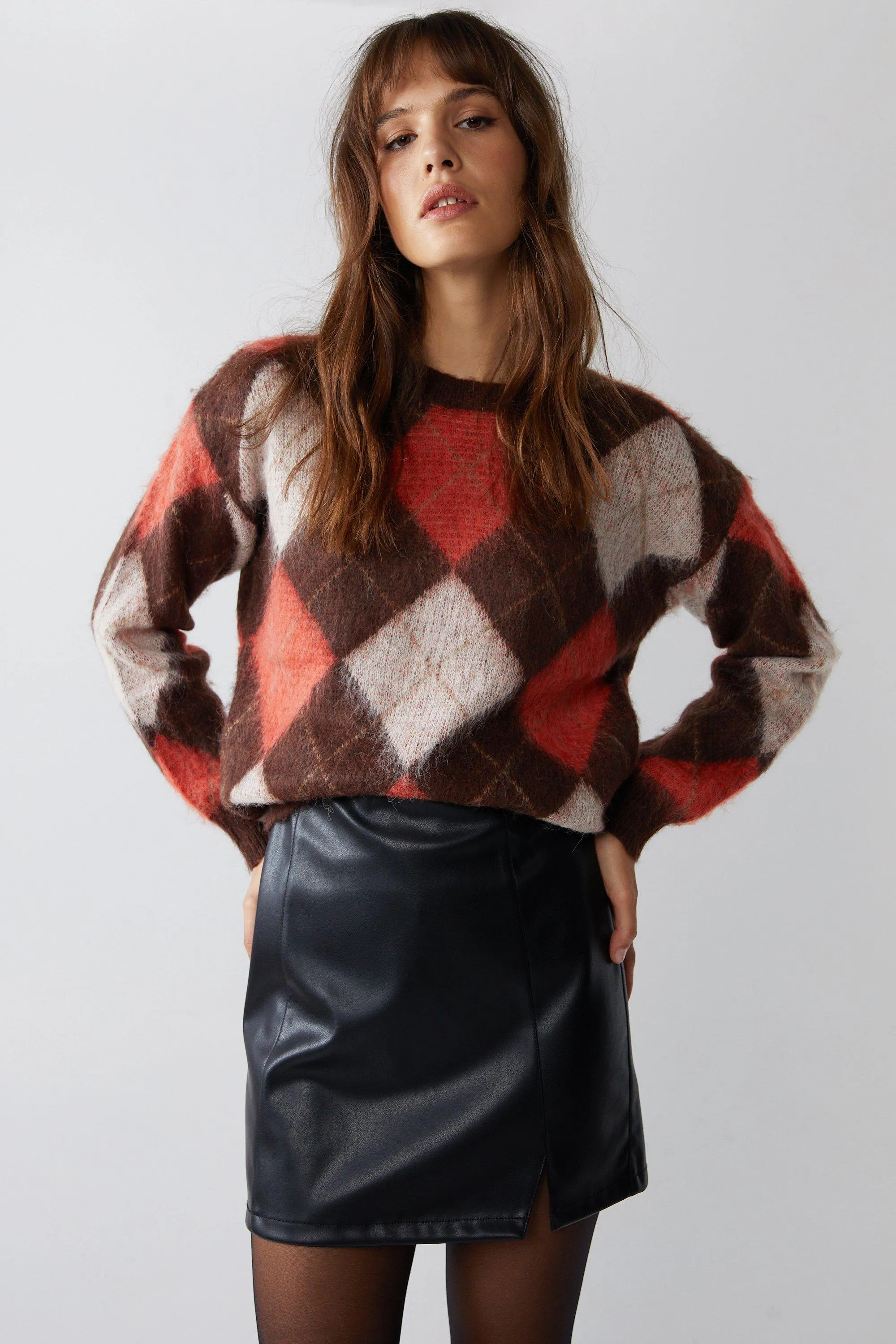 Jumpers & Cardigans | Brushed Knit Multi Check Jumper | Warehouse