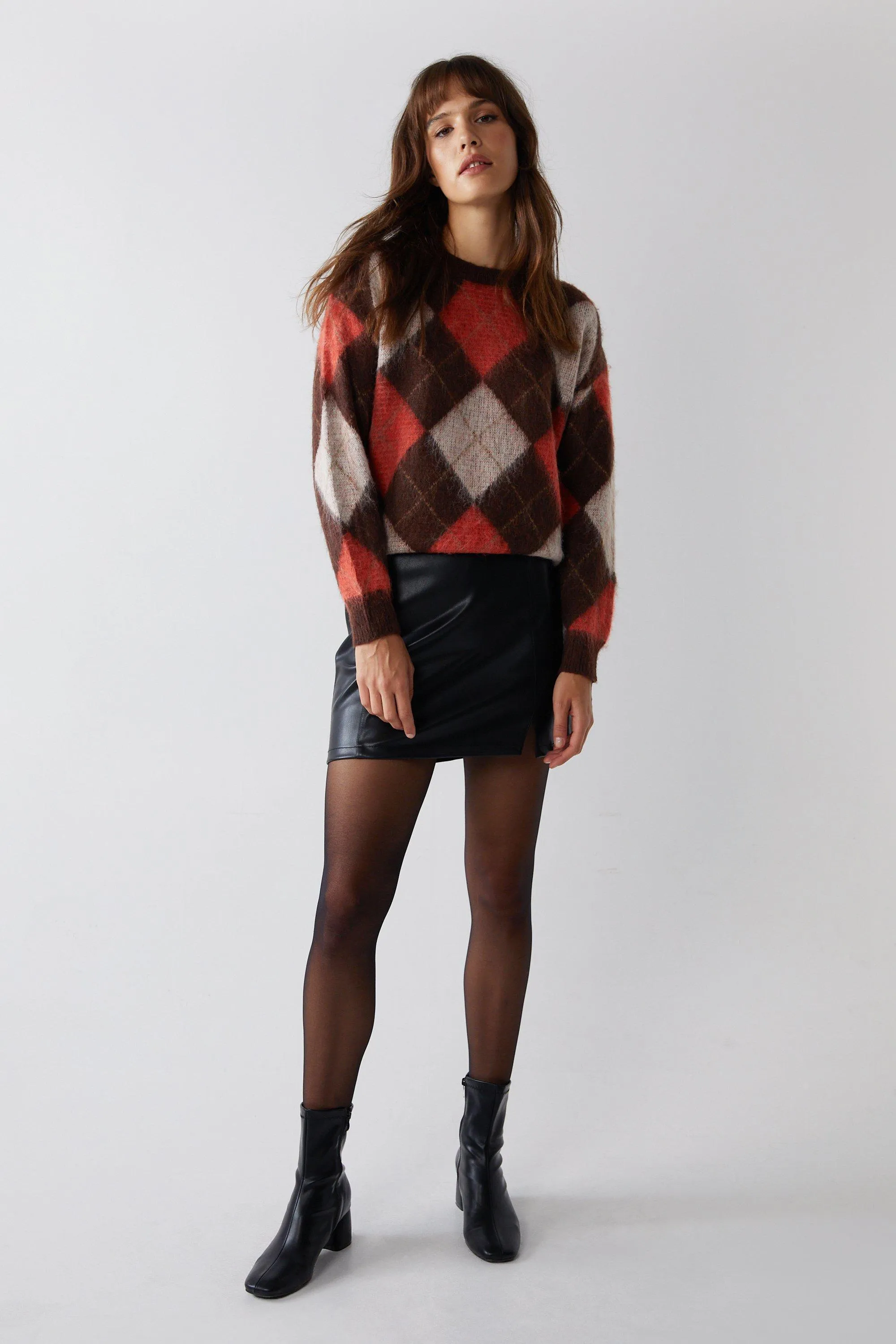 Jumpers & Cardigans | Brushed Knit Multi Check Jumper | Warehouse