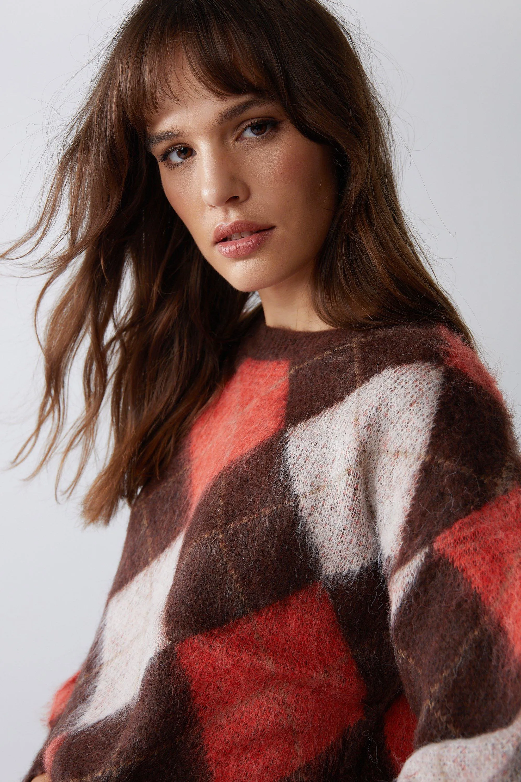 Jumpers & Cardigans | Brushed Knit Multi Check Jumper | Warehouse