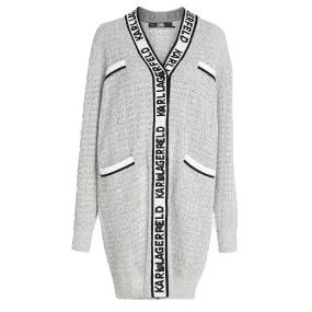 Karl Bouclé Cardigan -White/Black