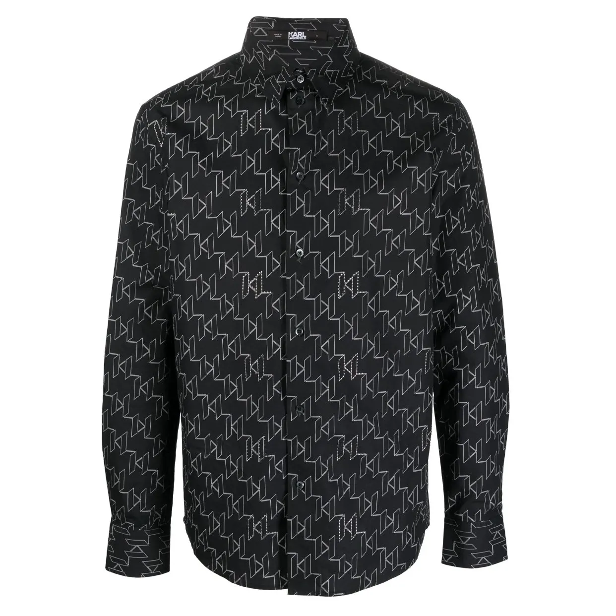 Karl Embellished Rhinestone Shirt -Black