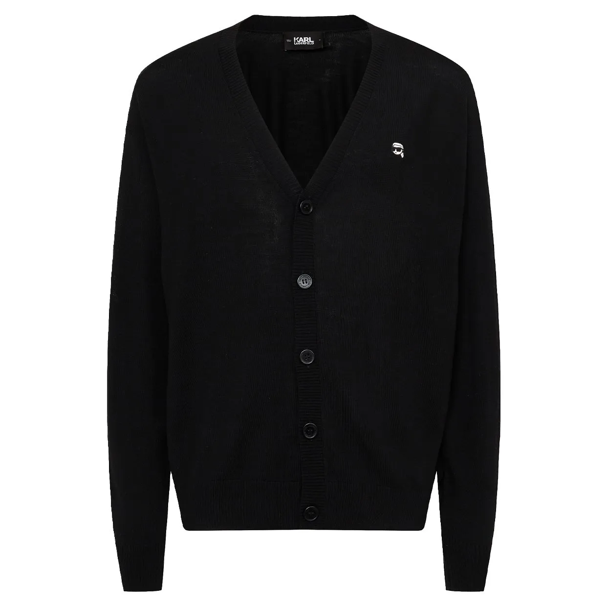 Karl Ikonik Merino Wool Cardigan -Black