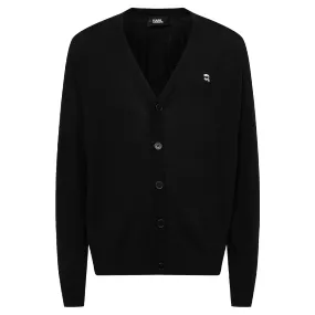 Karl Ikonik Merino Wool Cardigan -Black