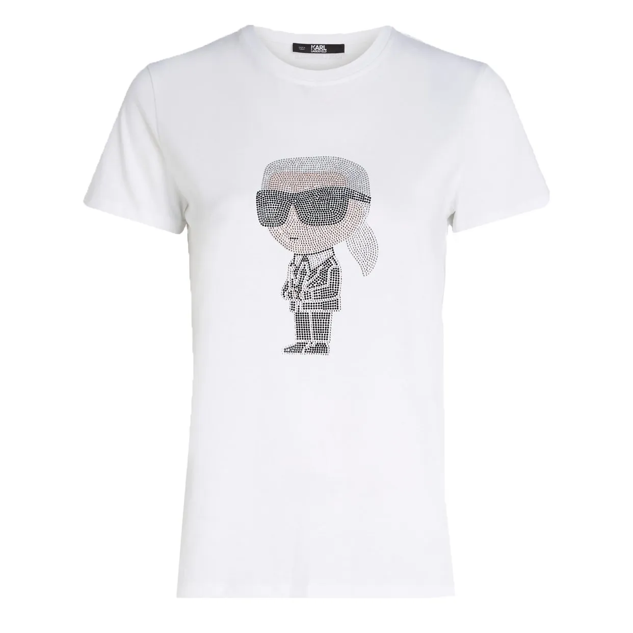 Karl Ikonik Rhinestone T-Shirt -White