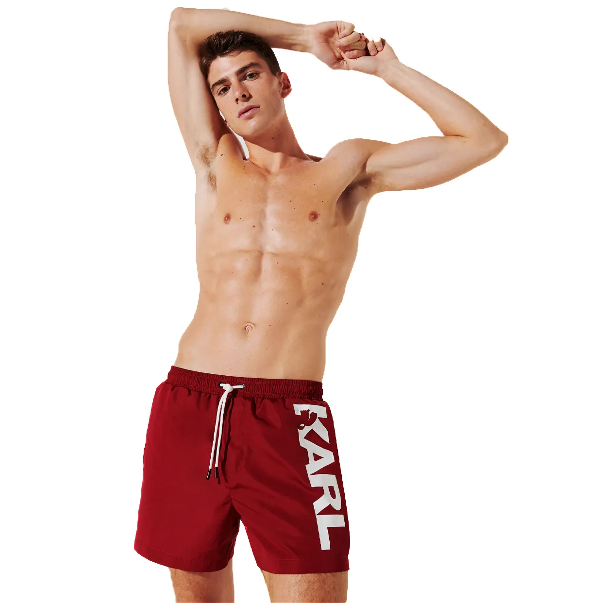 Karl Logo Board Shorts -Red