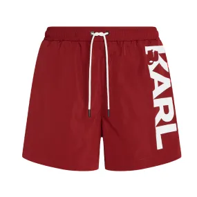 Karl Logo Board Shorts -Red