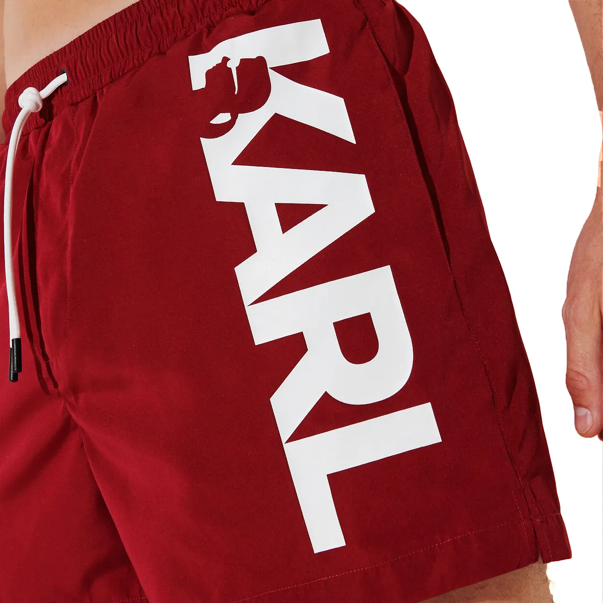 Karl Logo Board Shorts -Red