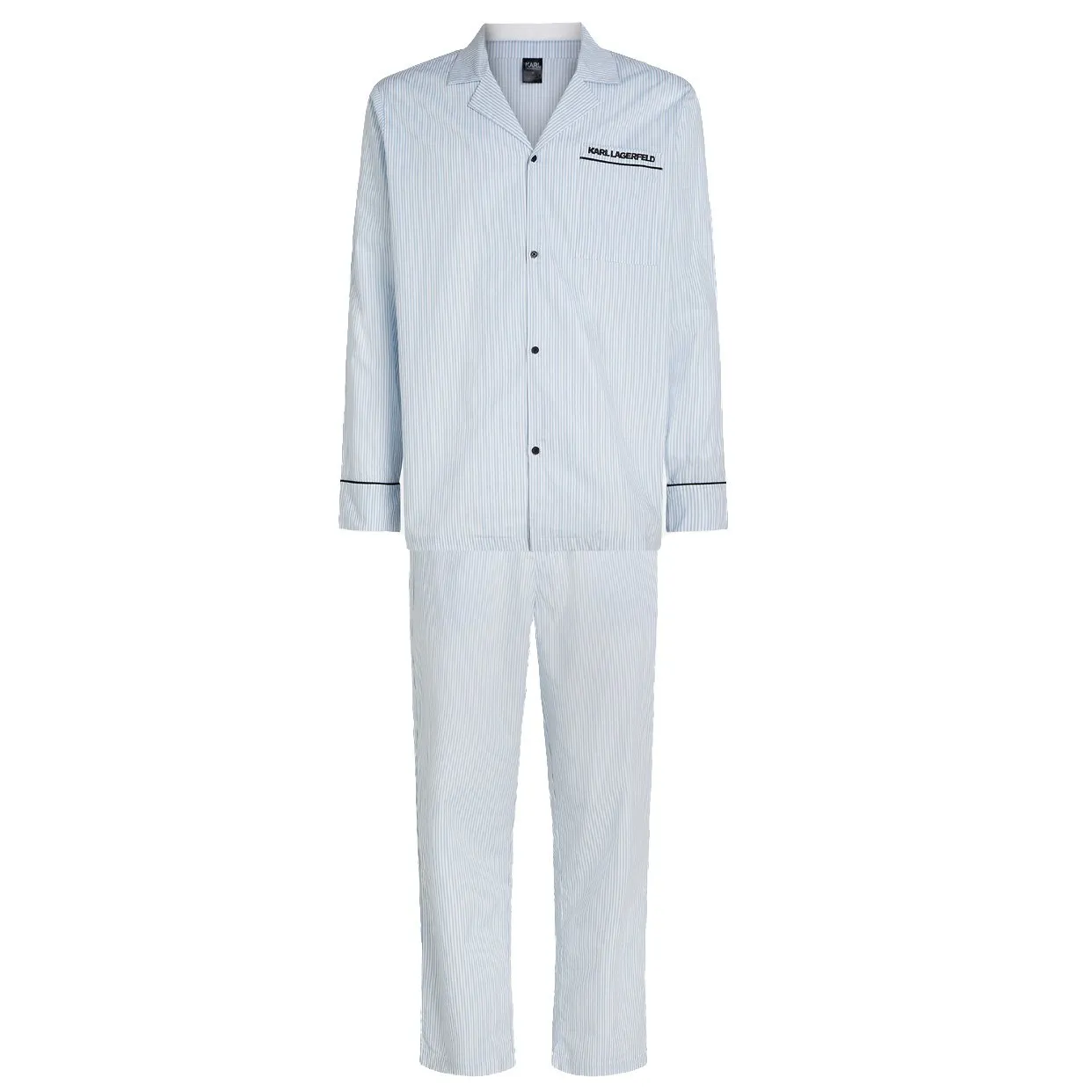 Karl Logo Striped Pyjama Set -Blue