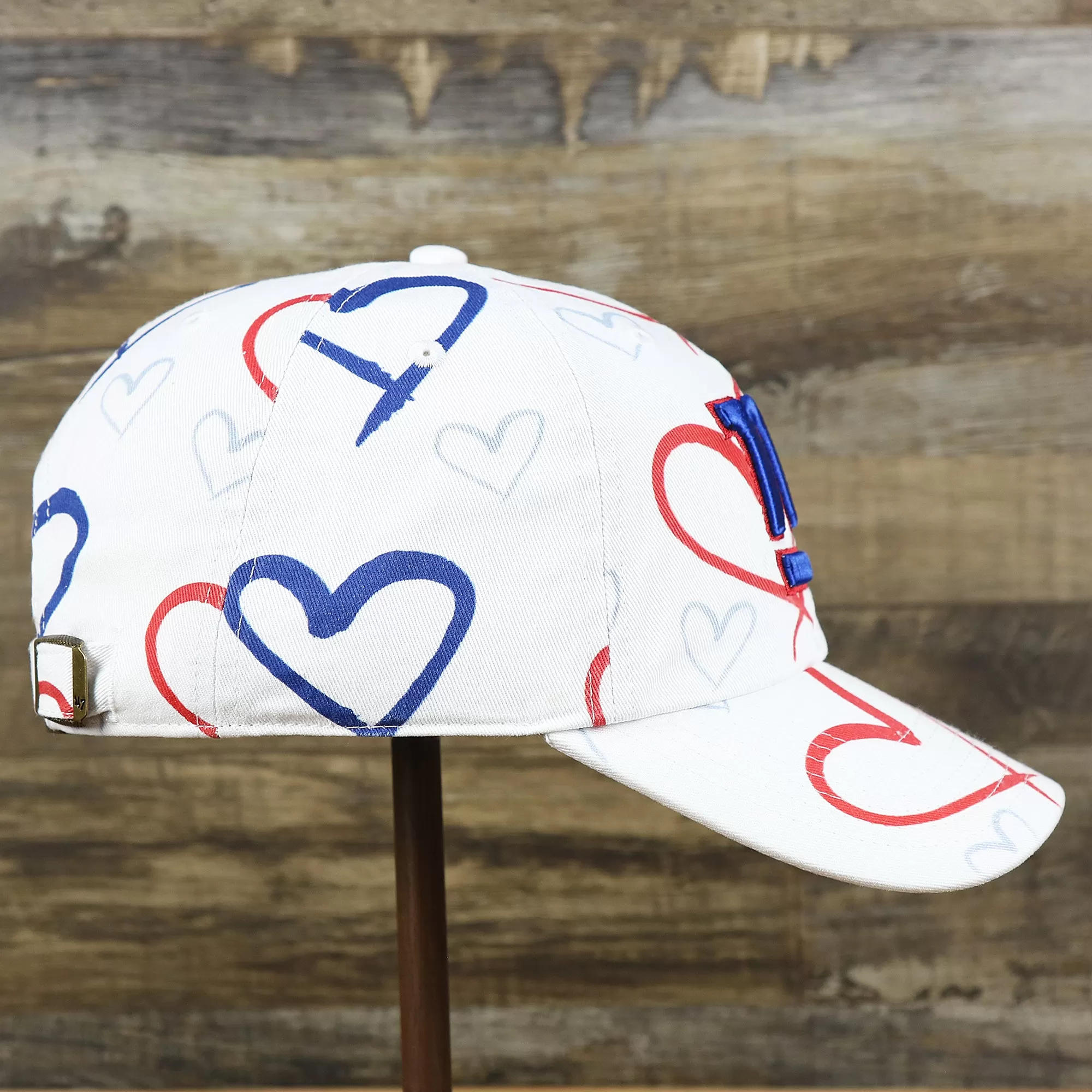 Kids New York Giants Hearts All Over Print Dad Hat | White Kid’s Dad Hat