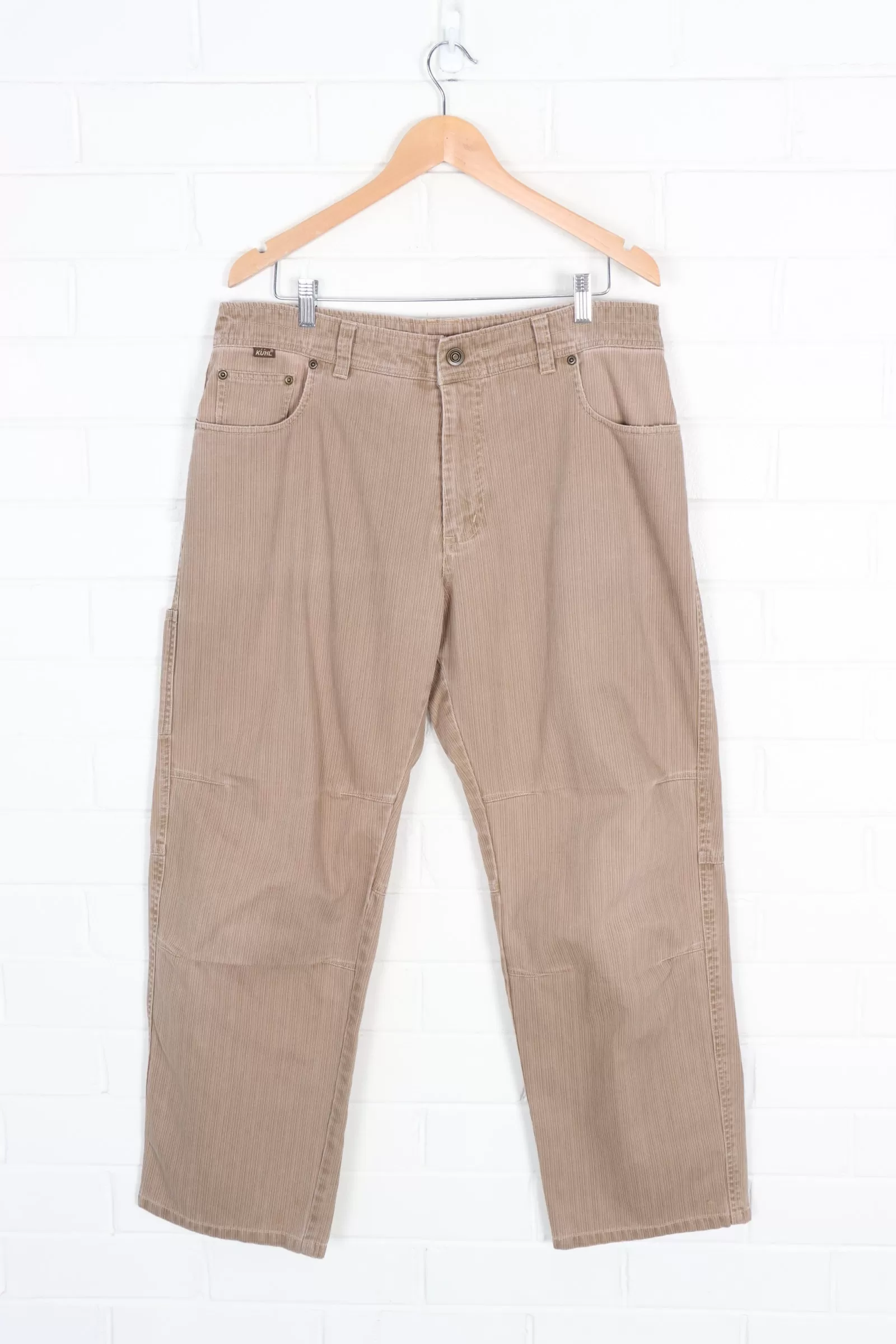 KUHL Tan Pin Stripe Double Knee Pants (36 x 30)