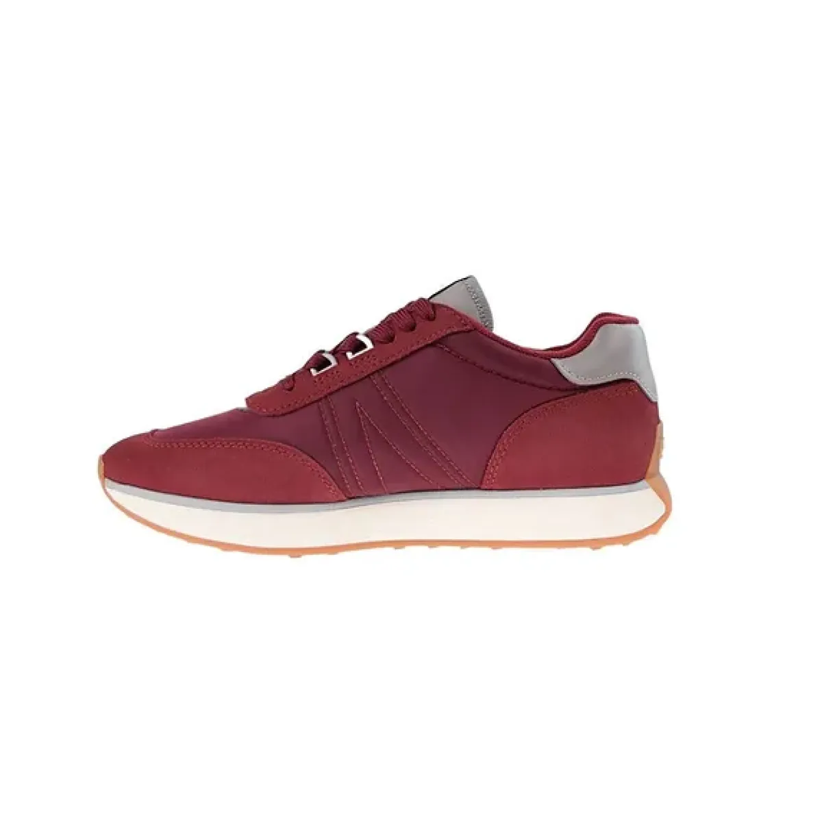 LACOSTE 7-45SMA00033C9 L-SPIN 123 MN'S (MEDIU BURGUNDY/OFF WHITE MESH & SUEDE LIFESTYLE SHOES