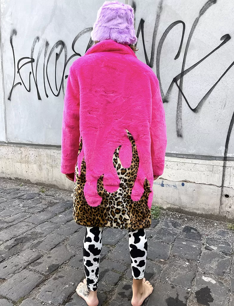 LION KING FAUX FUR JACKET - PINK & LEOPARD  READY TO SHIP 