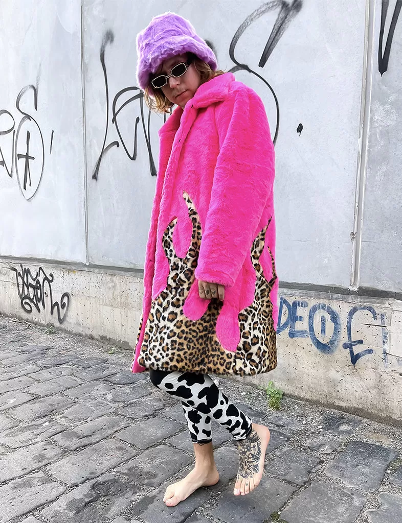 LION KING FAUX FUR JACKET - PINK & LEOPARD  READY TO SHIP 