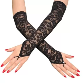 Long Lace Gloves Sexy Fishnet Mesh Fingerless Glove