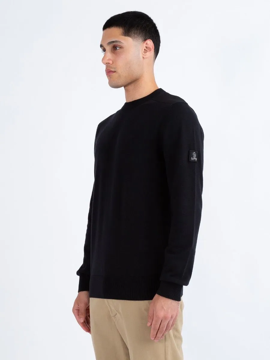 Luke 1977 Berwick Panel Crew Neck Jumpers Black