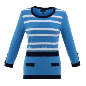 Marble Striped Sweater - Style 6501-213 (Powder Blue / Navy / White)