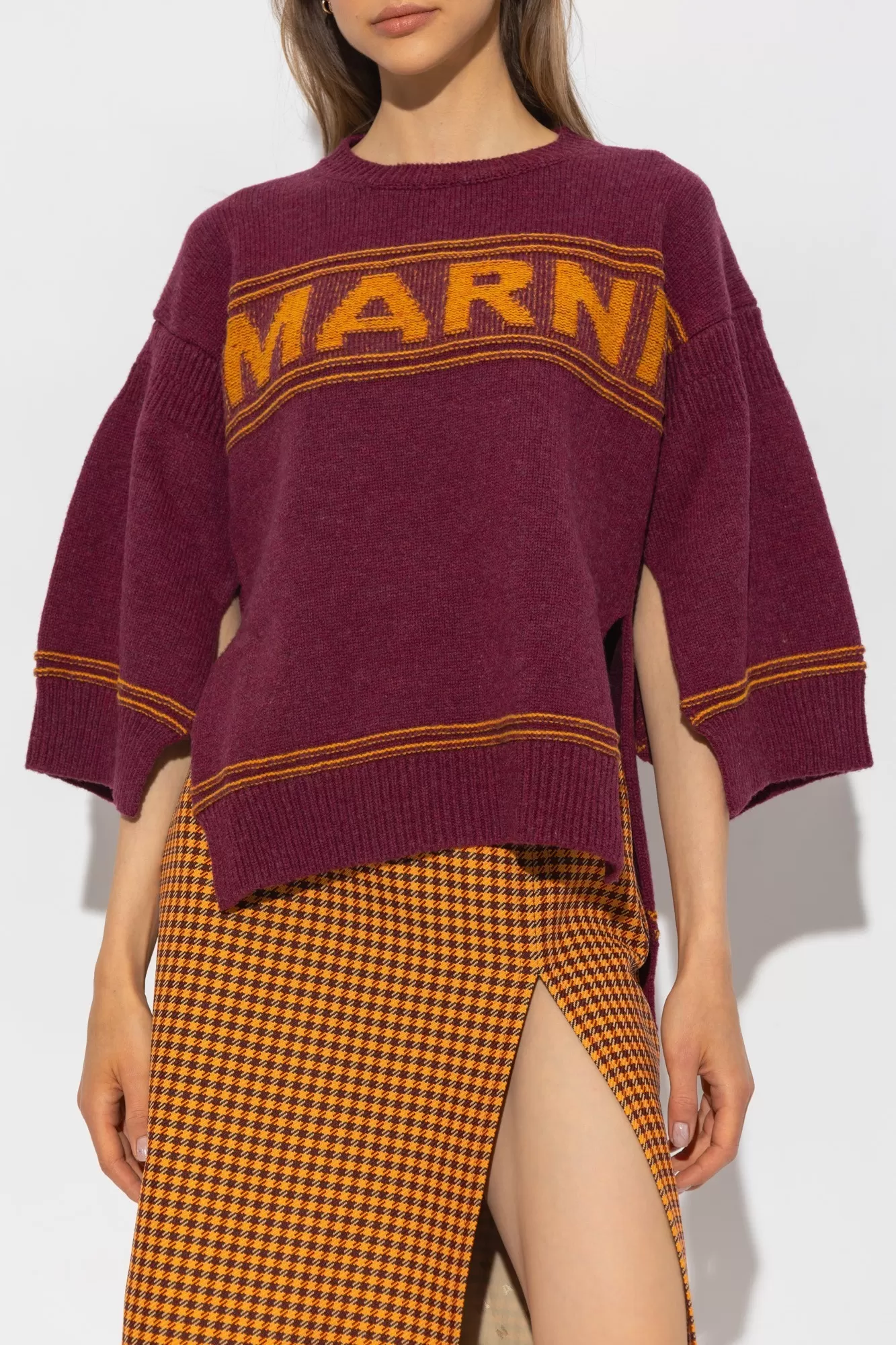 MARNI  |Ruby red wool sweater with logo