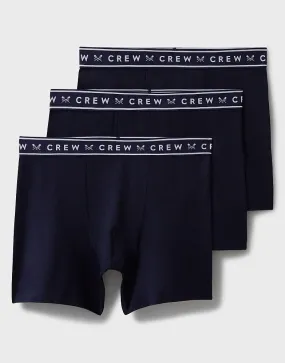 Men's 3 Pack Cotton Modal Boxer Briefs - Navy from Crew Clothing Company