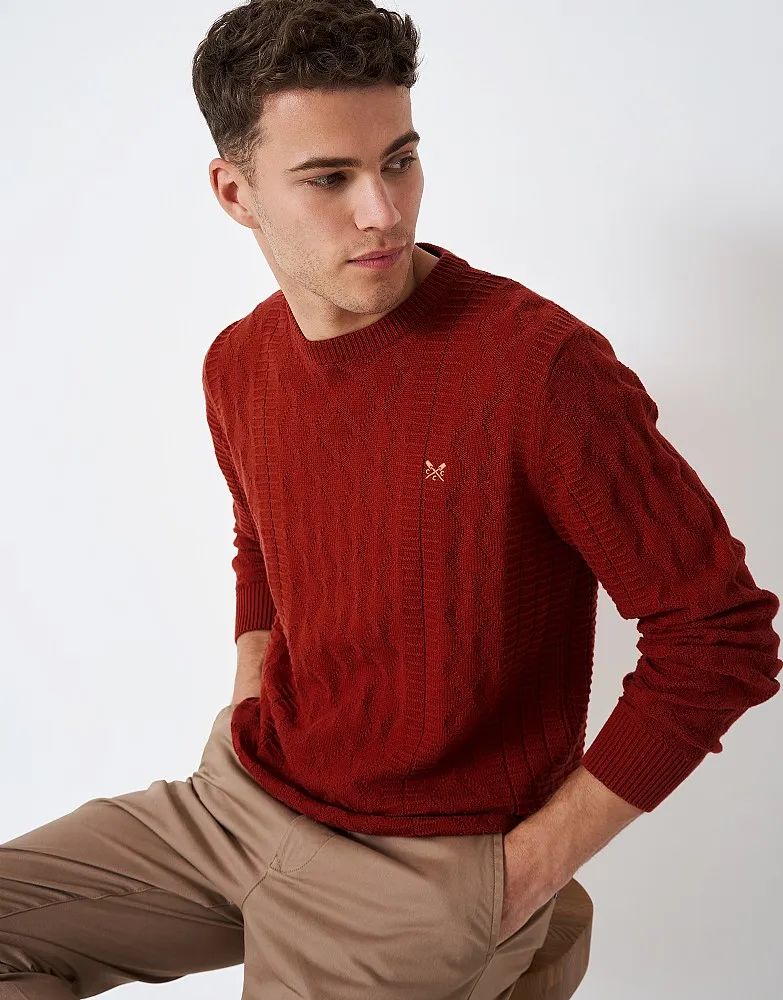 Men's Cotton Cable Crew Neck Jumper from Crew Clothing Company