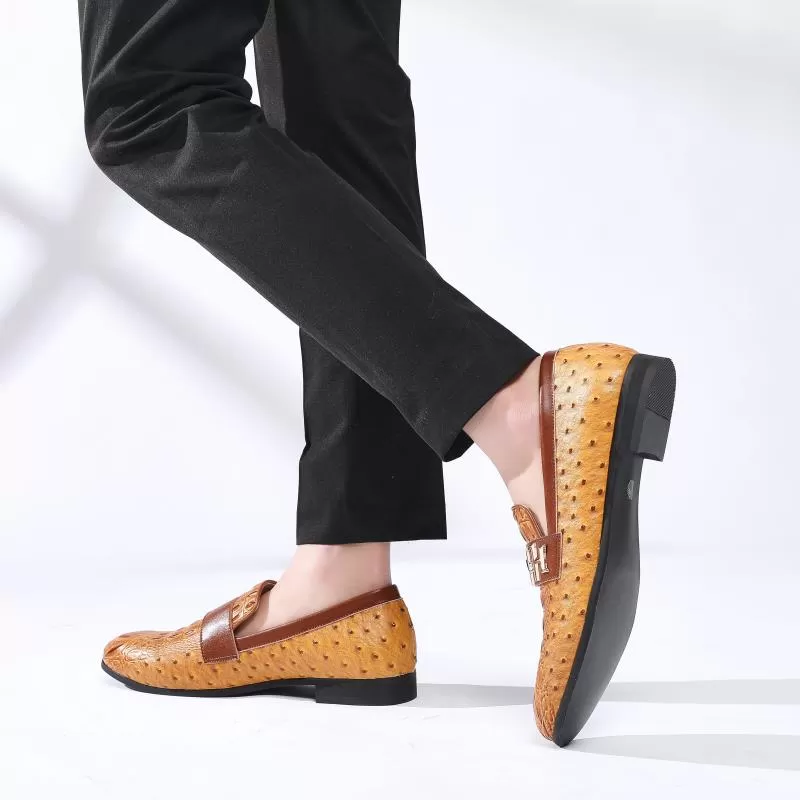 Men's Synthetic Leather Crocodile Pattern Waterproof Slip-On Dress Shoes