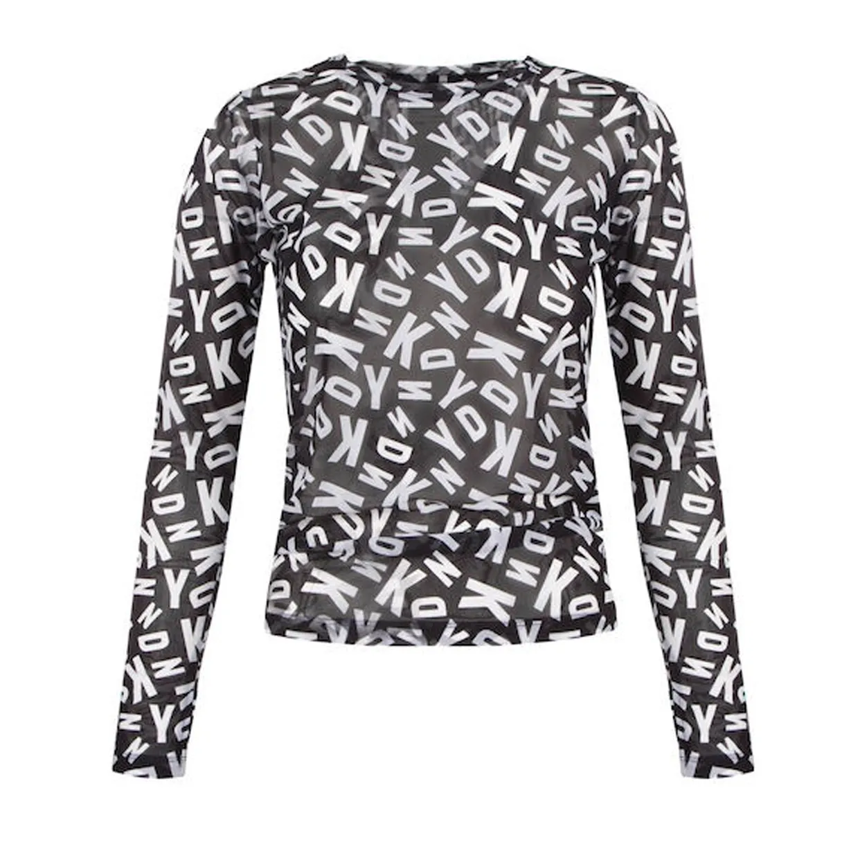 Mesh Pullover Blouse -Black/White