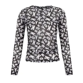 Mesh Pullover Blouse -Black/White