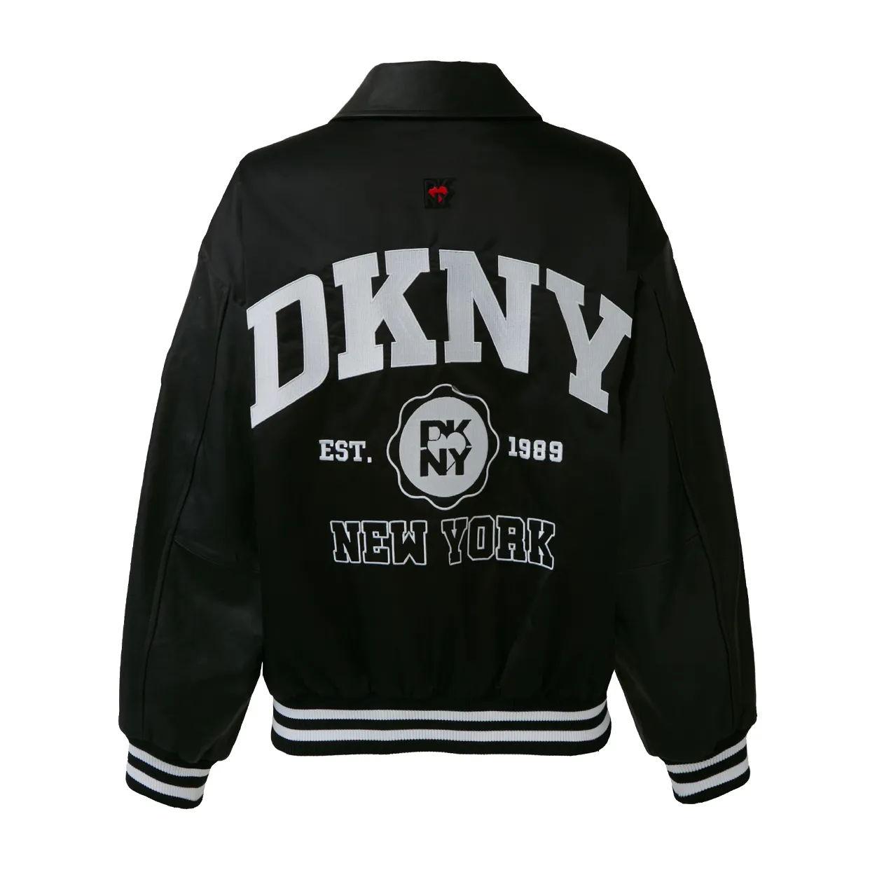 Mixed Media Varsity Jacket -Black