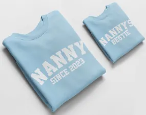 Nanny and Nannys Bestie Jumpers, Matching Jumpers Nanny Gift Nannys Bestie Gift Baby Blue