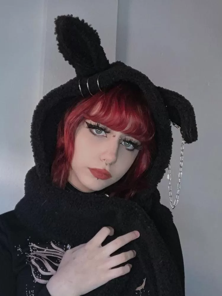 Neckerchief Vintage Mall Goth Grunge Cute Rabbit Cap Scarf