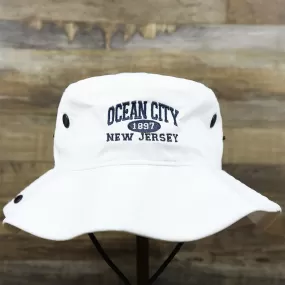 Ocean City New Jersey Wordmark Since 1897 Bucket Hat | White Bucket Hat