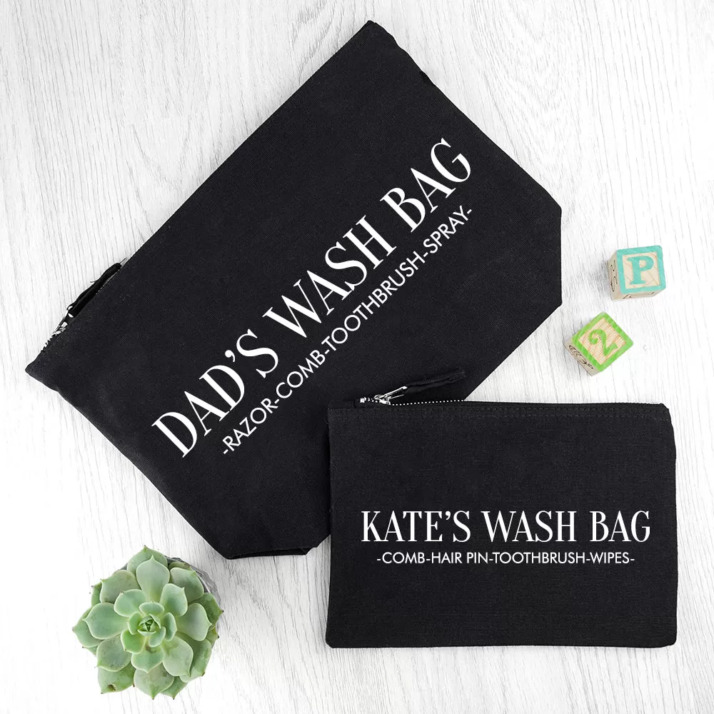 Personalised Daddy & Me Black Wash Bags