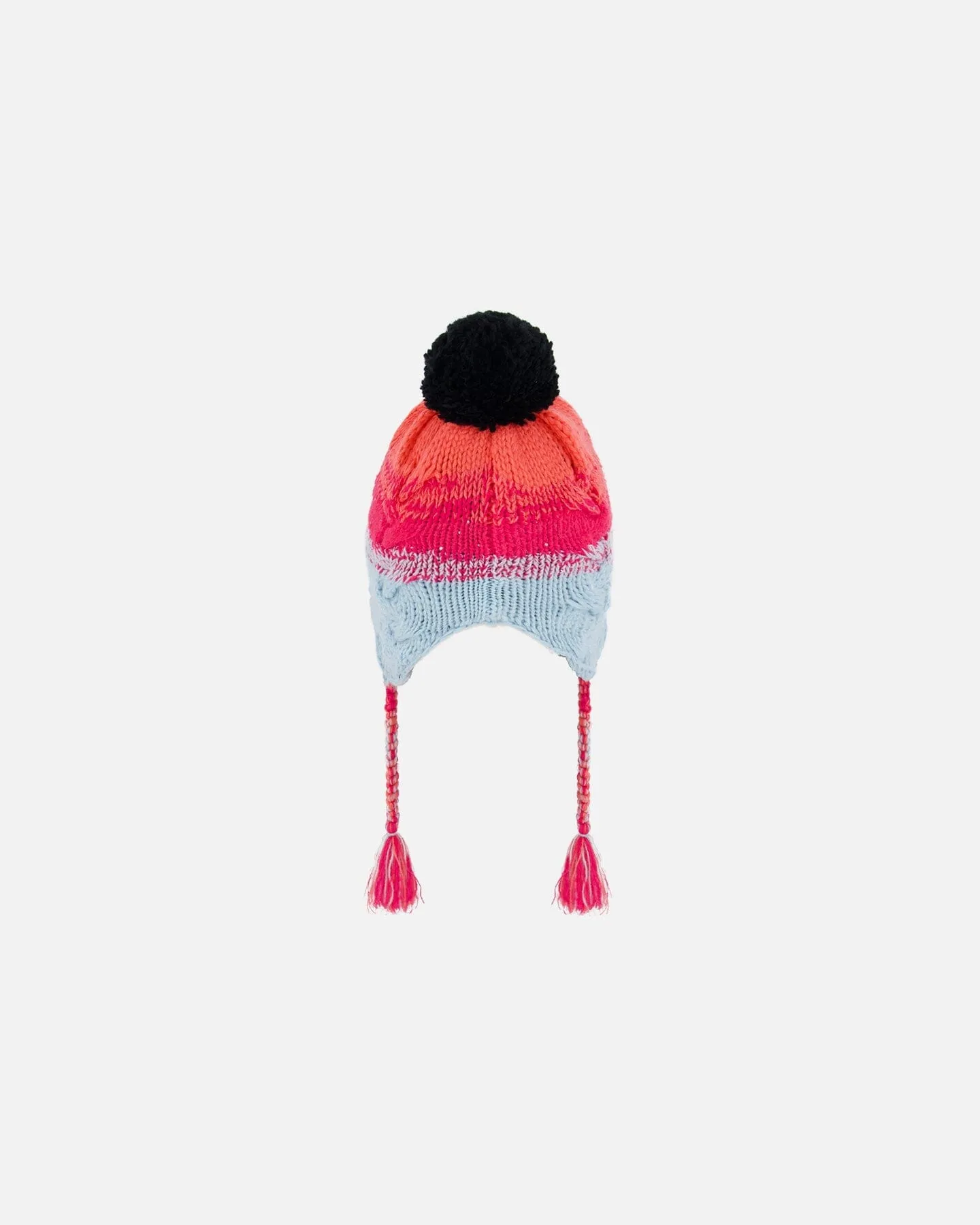 Peruvian Knit Hat Gradient Blue, Coral And Fuschia