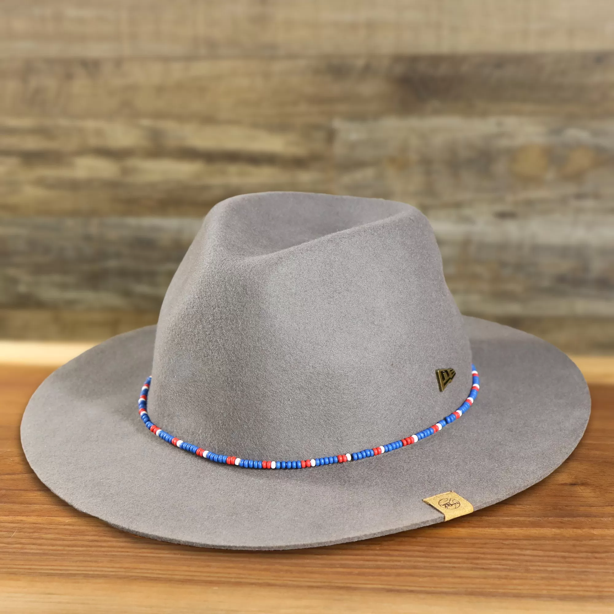 Philadelphia 76ers Beaded Wide Brim Fedora Hat With Metal New Era Logo | Gray Fedora Hat