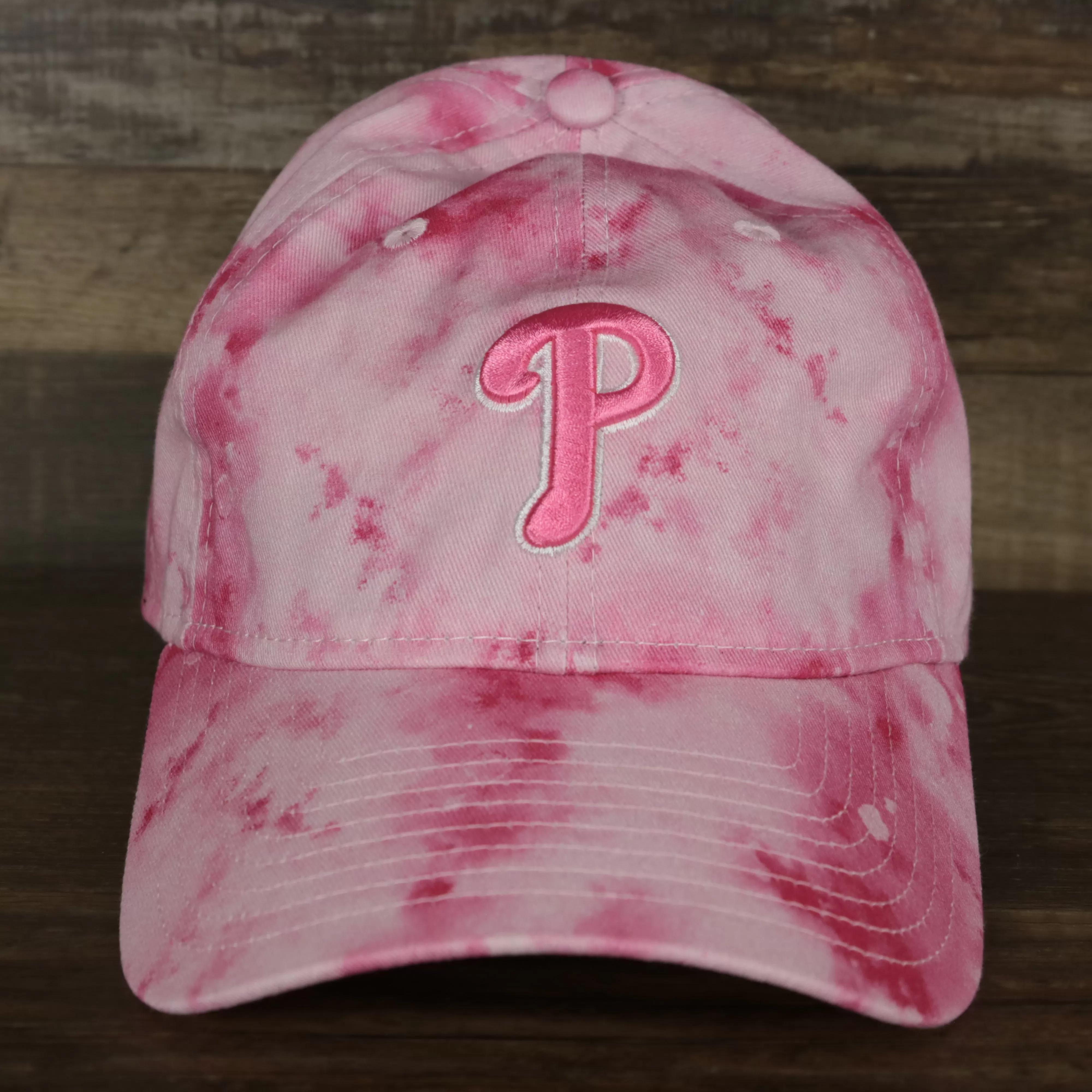 Philadelphia Phillies 2022 Mother’s Day On-Field 9Twenty Women's Dad Hat | Pink Tie Dye