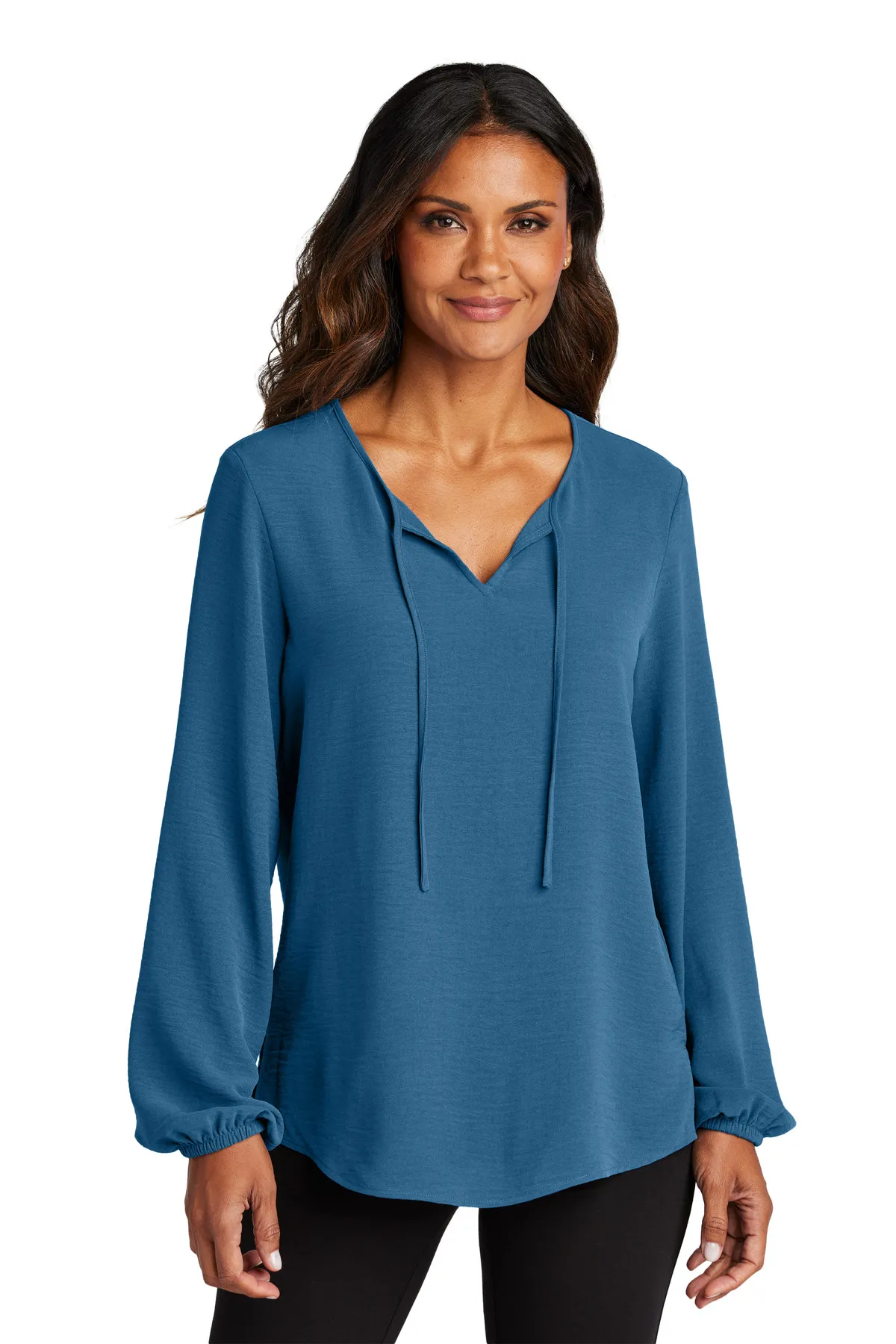 Port Authority Clothing LW714 Port Authority Ladies Textured Crepe Blouse SKU: LW714