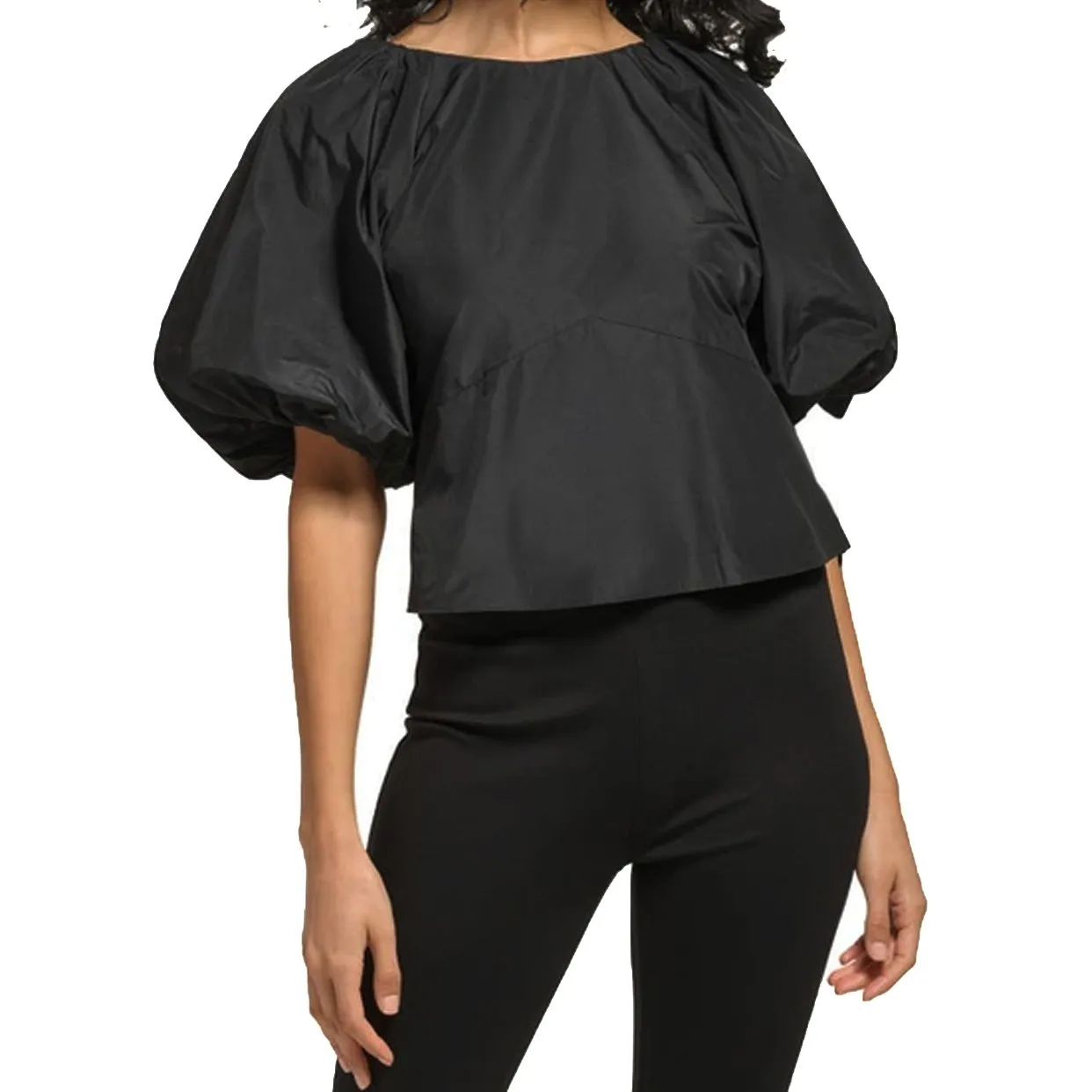 Puff Sleeve Blouse-Black