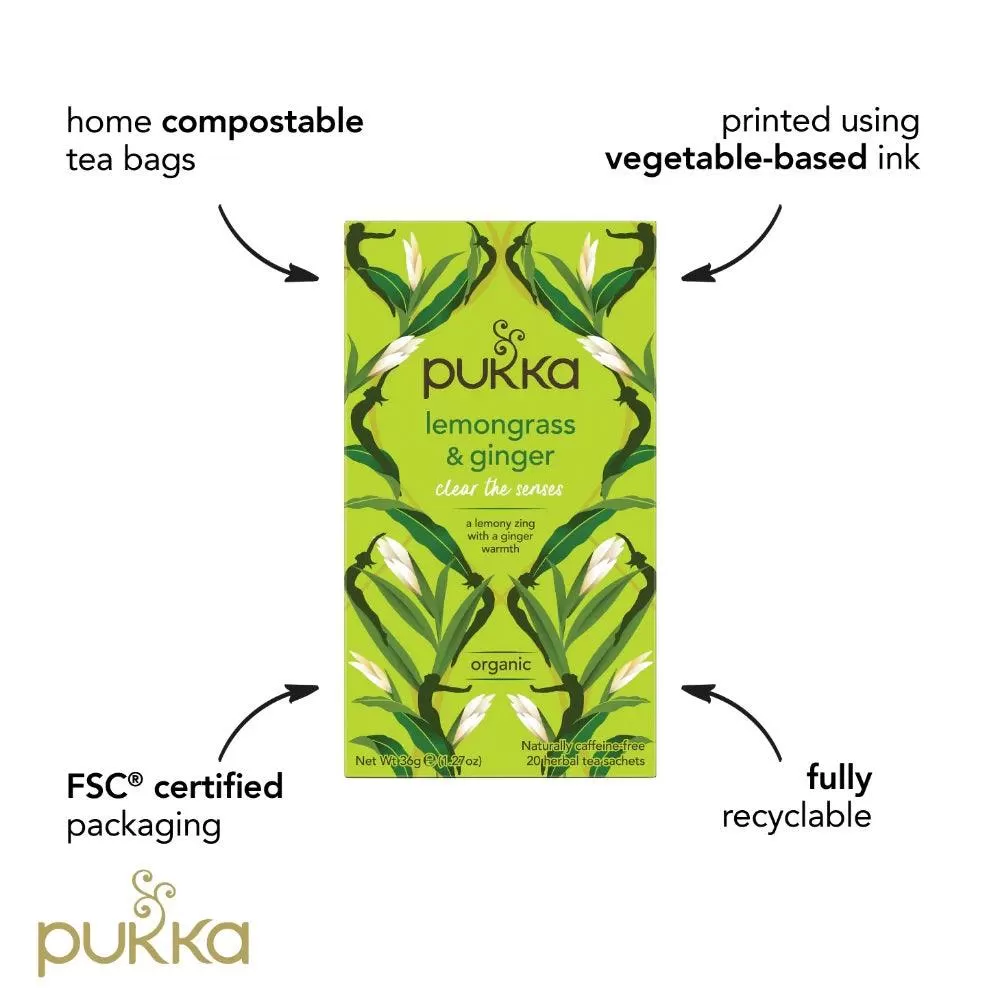 Pukka Tea Lemongrass & Ginger 20 Teabags 4 Pack