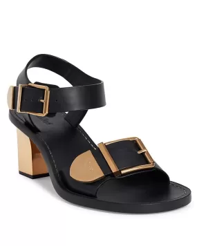 Rebcca Leather Buckle Sandal in Black