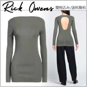 RICK OWENS  |Crew Neck Wool Long Sleeves Plain Military