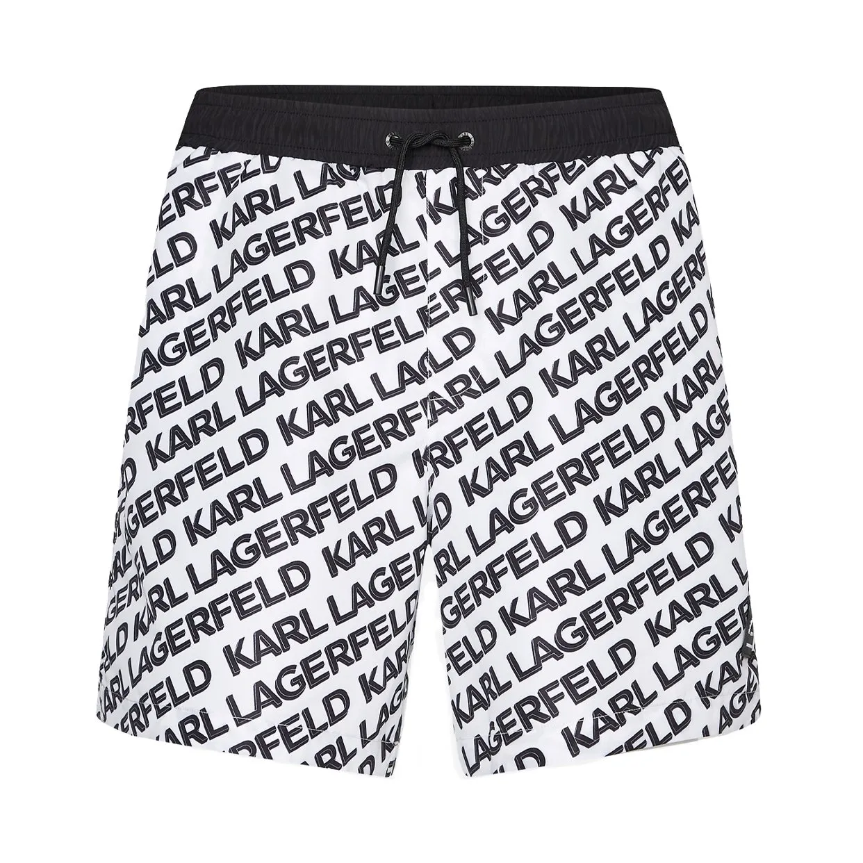 Rue St-Guillaume Diagonal Karl Logo Board Shorts -White