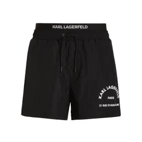 Rue St-Guillaume Double Waistband Board Shorts -Black