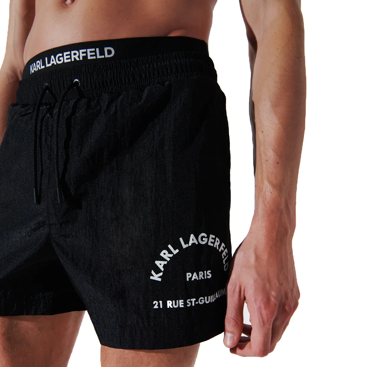 Rue St-Guillaume Double Waistband Board Shorts -Black