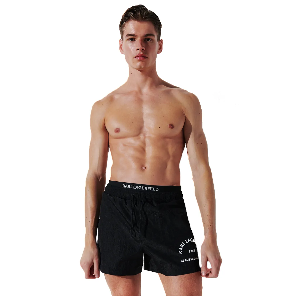 Rue St-Guillaume Double Waistband Board Shorts -Black