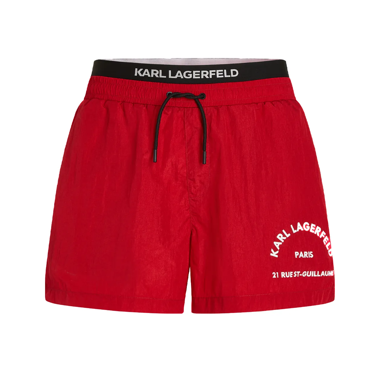 Rue St-Guillaume Double Waistband Board Shorts -Red