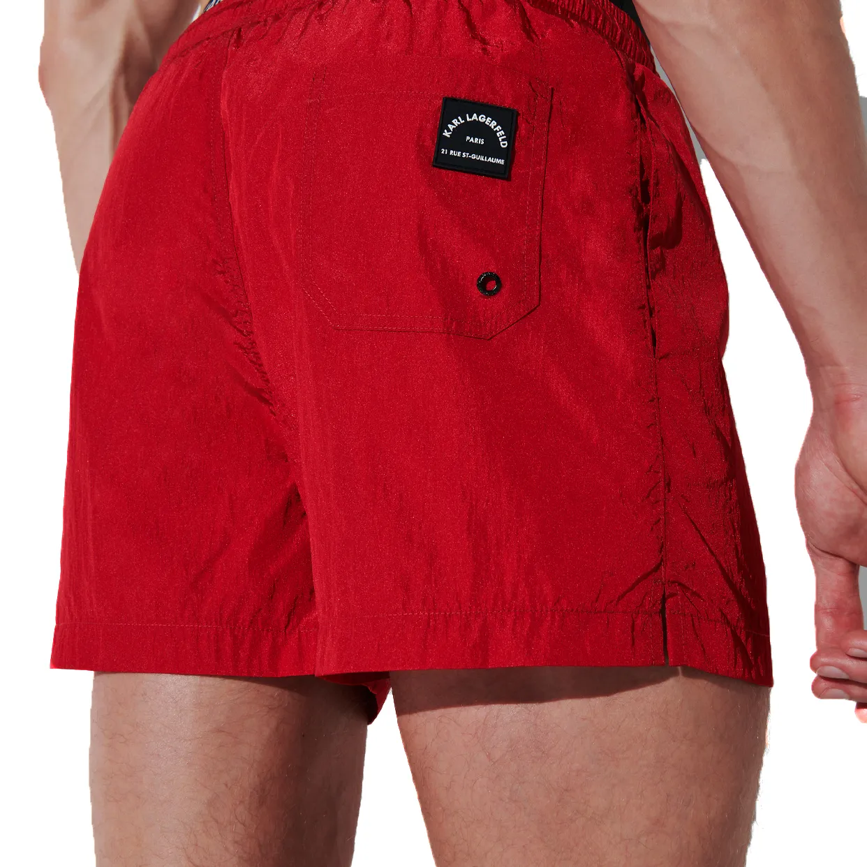 Rue St-Guillaume Double Waistband Board Shorts -Red