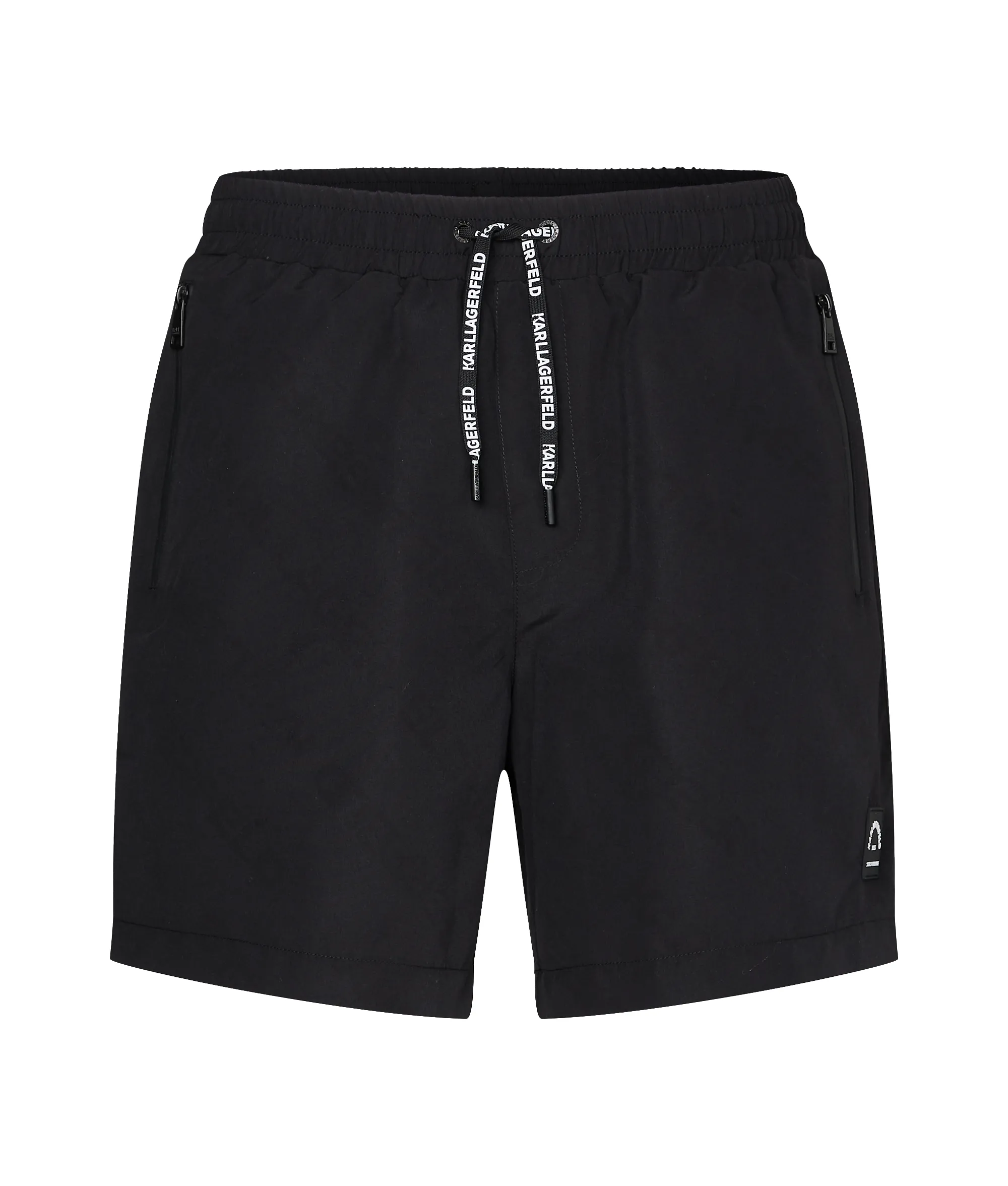 Rue St-Guillaume Tonal Diagonal Karl Logo Board Shorts – Black